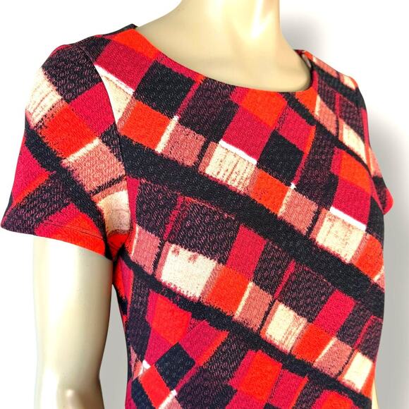 Perceptions NY Geometric Short Sleeves Stretchy Shift Tee Dress Pullover Size 8 - Picture 6 of 12